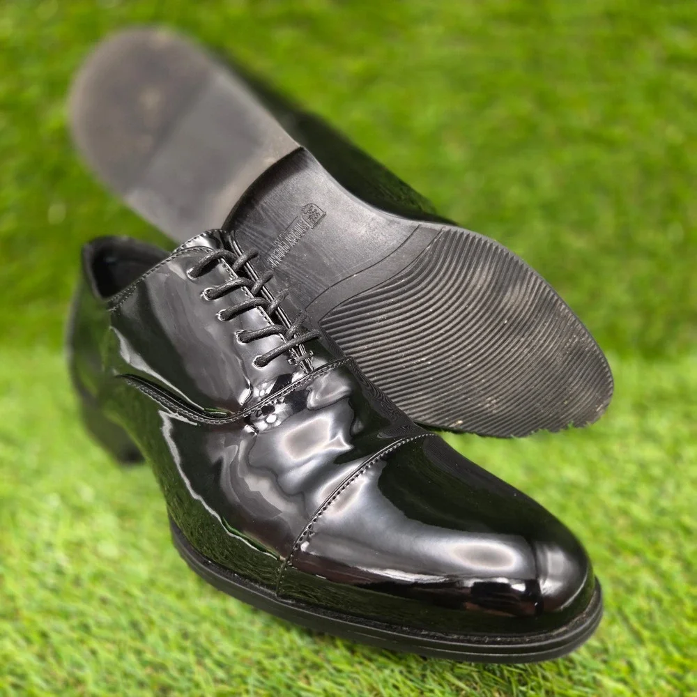 Stacy Adams Gala Cap Toe Oxford Patent Dress Shoes Black Men's SIZE 9